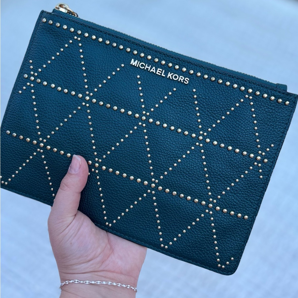 Michael Kors Teal Studded Wristlet - Picture 2 of 9
